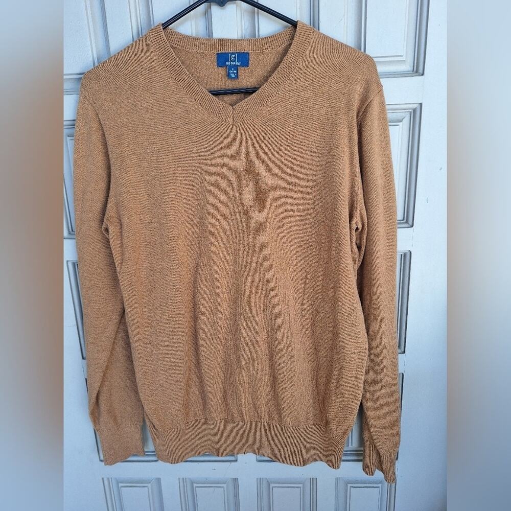 George Mens Sweater SzS Gold V Neck Long Sleeves